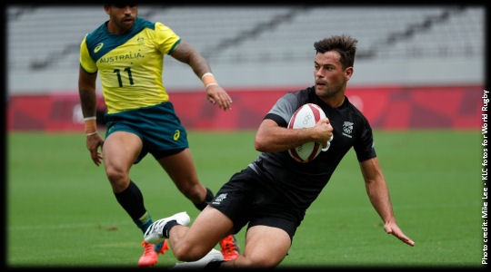 Tokyo 2020 Olympic New Zealands Andrew Knewstubb scores a try against Australia on day two